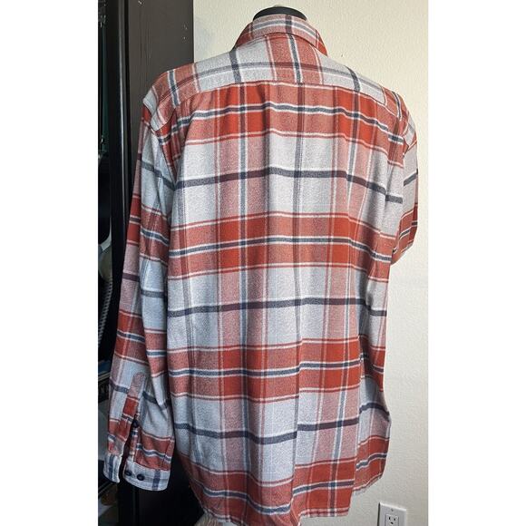 Patagonia Organic Cotton Plaid Soft Flannel Button Up Shirt Men XL Pumpkin - Picture 10 of 16
